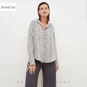 Mm Lafleur Bridget Blouse Xs Herringbone Brushstroke